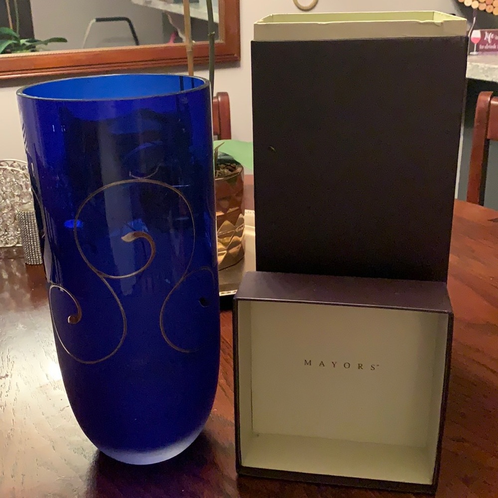 Egizia Platino Cobalt Blue and Platium Detail Vase - Picture 4 of 4